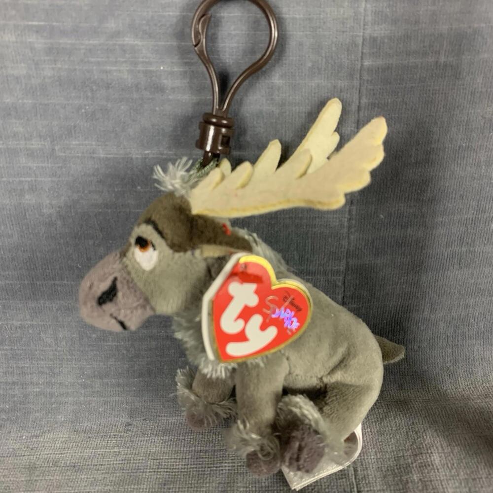 TY Beanie Baby SVEN the Reindeer Disneys Frozen 2 Plastic Key Clip 4 inch